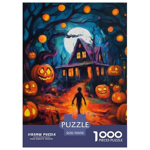 Puzzles Kürbis Schloss1000 Teile Puzzles Erwachsene Rätsel Halloween Geschicklichkeitsspiel Für Die Ganze Familie Dekorieren Sie Puzzles Für Erwachsene Und Kinder 70x50cm/1000pcs von TZOVPCDFA