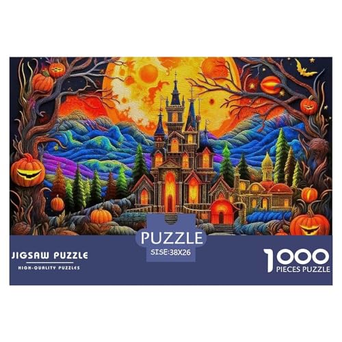 Puzzles Kürbis SchlossPuzzle 1000 Teile Erwachsene Rätsel Halloween Klassische Rätsel Dekorieren Sie Puzzles Für Erwachsene Und Kinder Ab 14 Jahren 38x26cm/1000pcs von TZOVPCDFA