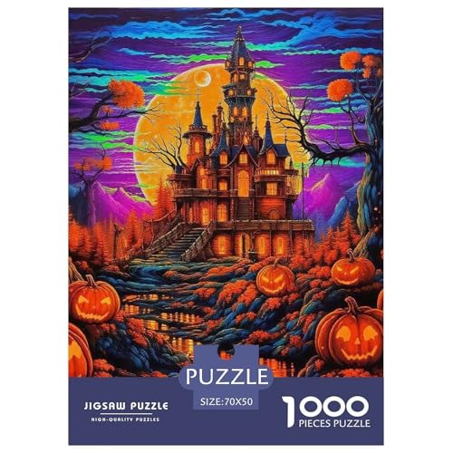 Puzzles Kürbis SchlossPuzzle 1000 Teile Erwachsene Rätsel Halloween Klassische Rätsel Geschenke Für Männer Und Damen Für Erwachsene Und Kinder 70x50cm/1000pcs von TZOVPCDFA