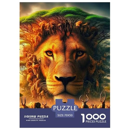 Puzzles Löwen1000 Teile Puzzles Erwachsene Rätsel Wildlife Theme Geschicklichkeitsspiel Für Die Ganze Familie Geschenke Für Männer Und Damen Für Erwachsene Und Kinder Ab 14 Jahren 70x50cm/1000pcs von TZOVPCDFA