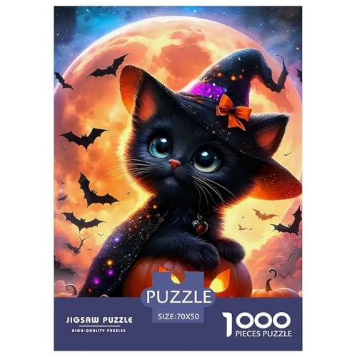 Puzzles Pumpkin and Katze1000 Teile Puzzles Erwachsene Rätsel Halloween Geschicklichkeitsspiel Für Die Ganze Familie Home Dekoration Für Erwachsene Und Kinder 70x50cm/1000pcs von TZOVPCDFA