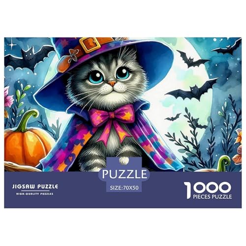Puzzles Pumpkin and Katze1000 Teile Puzzles Erwachsene Rätsel Halloween Geschicklichkeitsspiel Für Die Ganze Familie Home Dekoration Für Erwachsene Und Kinder 70x50cm/1000pcs von TZOVPCDFA