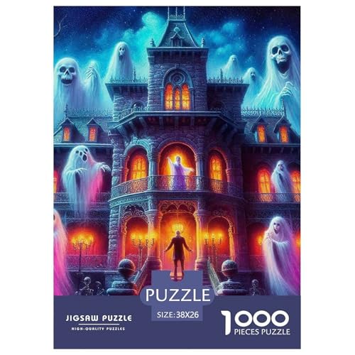 Puzzles Spooky Schloss1000 Teile Puzzles Erwachsene Rätsel Halloween Geschicklichkeitsspiel Für Die Ganze Familie Geschenke Für Männer Und Damen Für Erwachsene Und Kinder 38x26cm/1000pcs von TZOVPCDFA