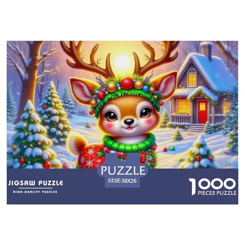 Puzzles WeihnachtenDeer 1000 Teile Puzzles Erwachsene Rätsel Cute Little Deer Geschicklichkeitsspiel Für Die Ganze Familie Dekorieren Sie Puzzles Für Erwachsene Und Kinder 38x26cm/1000pcs von TZOVPCDFA