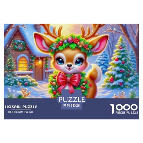 Puzzles WeihnachtenDeer 1000 Teile Puzzles Erwachsene Rätsel Cute Little Deer Geschicklichkeitsspiel Für Die Ganze Familie Dekorieren Sie Puzzles Für Erwachsene Und Kinder Ab 14 Jahren 38x26cm/1000pcs von TZOVPCDFA