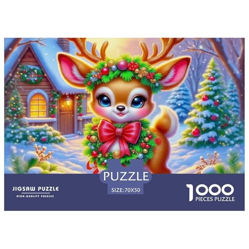 Puzzles WeihnachtenDeer Puzzle 1000 Teile Erwachsene Rätsel Cute Little Deer Impossible Puzzles Home Dekoration Für Erwachsene Und Kinder Ab 14 Jahren 70x50cm/1000pcs von TZOVPCDFA