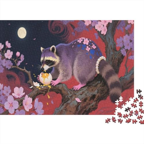 Raccoon Puzzle 1000 Teile Erwachsene UndKinder Ab Wildtiere Farbpuzzle Geschicklichkeitsspiel Für Die Ganze Familie Wohndekoration 1000pcs (75x50cm) von TZOVPCDFA