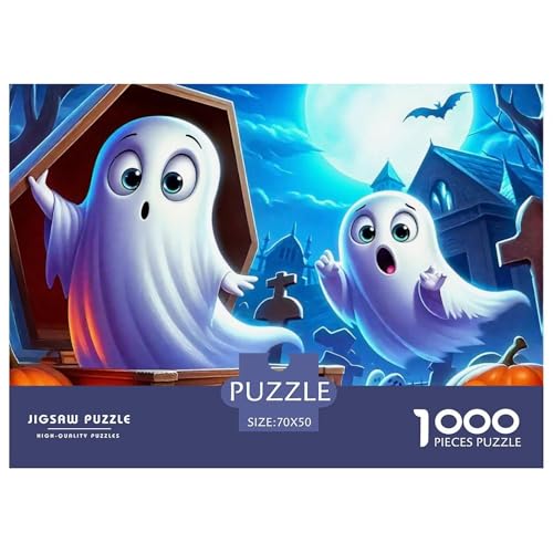 Rätsel Geist und Kürbis1000 Teile Erwachsene Halloween Klassische Rätsel Home Dekoration Für Erwachsene Und Kinder 70x50cm von TZOVPCDFA