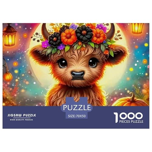 Rätsel Highland Rinder1000 Teile Erwachsene Halloween Klassische Rätsel Home Dekoration Für Erwachsene Und Kinder 70x50cm von TZOVPCDFA