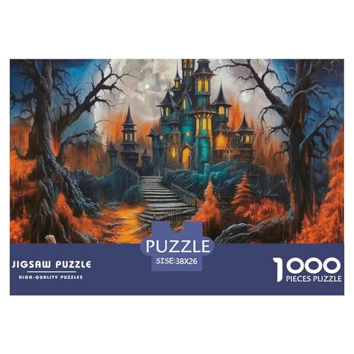 Rätsel Kürbis Schloss1000 Teile Puzzles Erwachsene Rätsel Halloween Geschicklichkeitsspiel Für Die Ganze Familie Geschenke Für Männer Und Damen Für Erwachsene Und Kinder Ab 14 Jahren 38x26cm/1000pcs von TZOVPCDFA