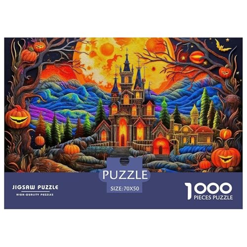 Rätsel Kürbis SchlossPuzzle 1000 Teile Erwachsene Rätsel Halloween Impossible Puzzles Dekorieren Sie Puzzles Für Erwachsene Und Kinder 70x50cm/1000pcs von TZOVPCDFA