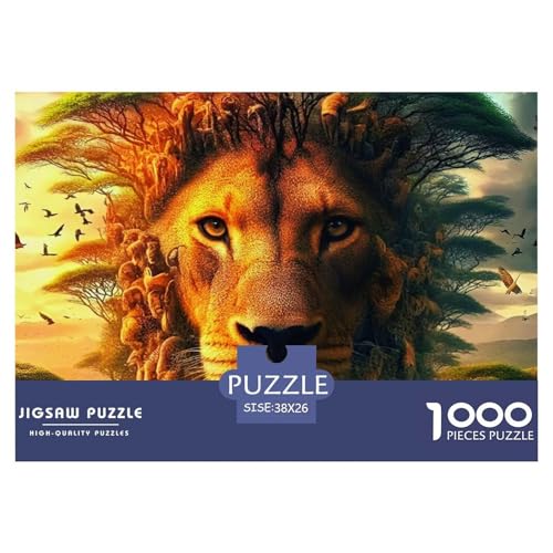 Rätsel LöwenPuzzle 1000 Teile Erwachsene Rätsel Wildlife Theme Impossible Puzzles Geschenke Für Männer Und Damen Für Erwachsene Und Kinder 38x26cm/1000pcs von TZOVPCDFA