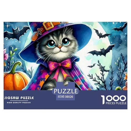 Rätsel Pumpkin and Katze1000 Teile Puzzles Erwachsene Rätsel Halloween Impossible Puzzles Dekorieren Sie Puzzles Für Erwachsene Und Kinder 38x26cm/1000pcs von TZOVPCDFA