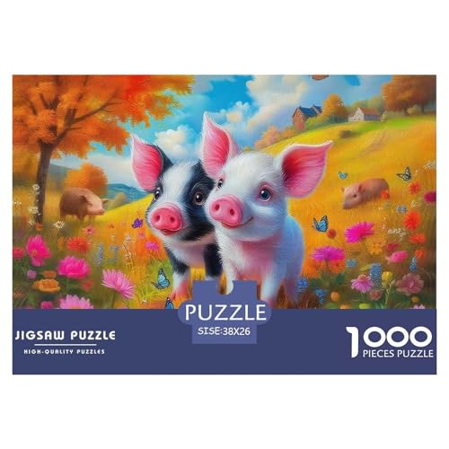 Rätsel Schwein1000 Teile Erwachsene Rätsel Animal Theme Impossible Puzzles Geschenke Für Männer Und Damen Für Erwachsene Und Kinder 38x26cm/1000pcs von TZOVPCDFA