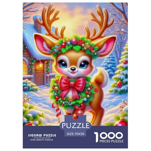 Rätsel WeihnachtenDeer 1000 Teile Puzzles Erwachsene Cute Little Deer Klassische Home Dekoration Für Erwachsene Und Kinder Ab 14 Jahren 70x50cm von TZOVPCDFA