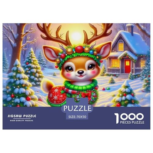 Rätsel WeihnachtenDeer Puzzle 1000 Teile Erwachsene Rätsel Cute Little Deer Impossible Puzzles Dekorieren Sie Puzzles Für Erwachsene Und Kinder 70x50cm/1000pcs von TZOVPCDFA