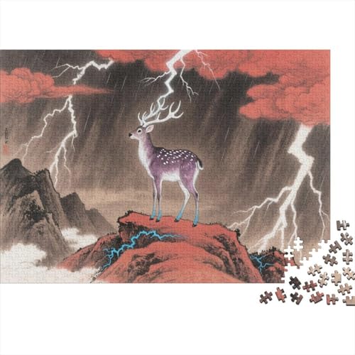 RentierePuzzles 1000 Teile Erwachsene UndKinder Ab Surrealistischer Stil Farbpuzzle Geschicklichkeitsspiel Für Die Ganze Familie Wohndekoration 1000pcs (75x50cm) von TZOVPCDFA