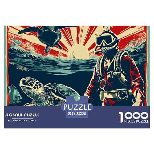 Schildkröte1000 Teile, Premium Quality, Für Erwachsene Und Kinder Ab 12 Jahren Puzzle, Farbig （Diver） 38x26cm/1000pcs von TZOVPCDFA