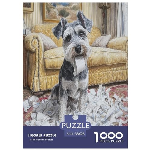 Schnauzer Puzzles 1000 Teile Schwer Puzzle Spielzeug Pädagogisches Spiel Impossible Herausforderungsspielzeug Für Erwachsene Kinder 38x26cm/1000pcs von TZOVPCDFA