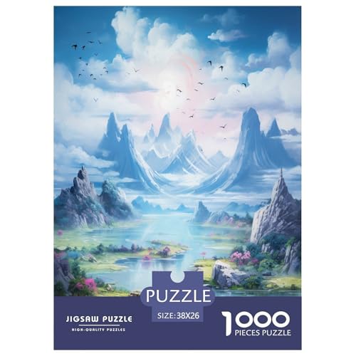 Seen and Snowy Mountains Puzzle 1000 Teile Schwer Puzzle Spielzeug Lernspiel Impossible Herausforderungsspielzeug Für Erwachsene Und Kinder Ab 12 Jahren 38x26cm/1000pcs von TZOVPCDFA