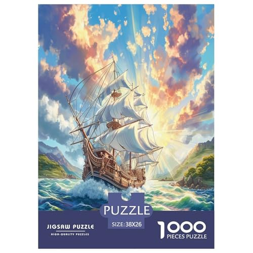 Segelschiff Puzzle 1000-teilige Schwer Puzzle Spielzeug Pädagogisches Spiel Impossible Herausforderungsspielzeug Für Erwachsene Und Kinder in Bewährter 38x26cm/1000pcs von TZOVPCDFA