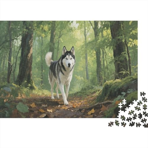 Sibirischer Husky Puzzle 1000 Teile Erwachsene Mountain Wald Farbpuzzle Hat Sammelbedeutung Wohndekoration 1000pcs (75x50cm) von TZOVPCDFA