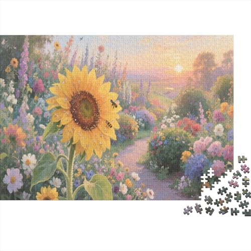 SonnenblumenPuzzles 1000 Teile Erwachsene UndKinder Ab Sonnenblumen Farbpuzzle Geschicklichkeitsspiel Für Die Ganze Familie Wohndekoration 1000pcs (75x50cm) von TZOVPCDFA