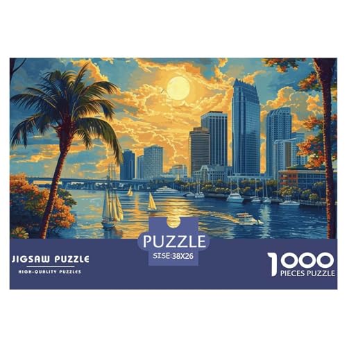 Sonnenuntergang über dem Hafen– Puzzle 1000 Teile, Geschicklichkeitsspiel Für Die Ganze Familie, Buntes Legespiel, Erwachsenenpuzzle Ab 14 Jahren（Sailboat） 38x26cm/1000pcs von TZOVPCDFA