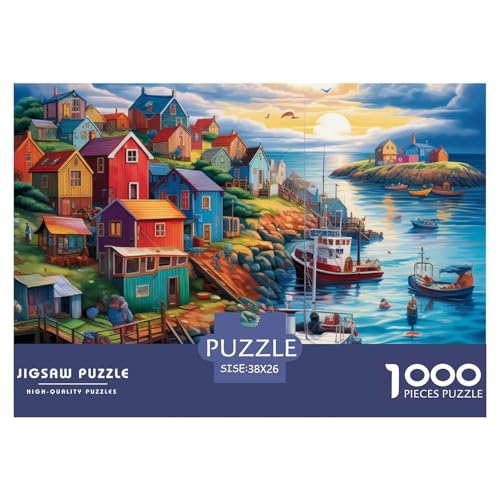 Sunset Over The Harbour– Beautiful Town – Lustiges Puzzle – Puzzle Für Erwachsene – 100% Recycelter Karton – 1000 Teile 38x26cm/1000pcs von TZOVPCDFA