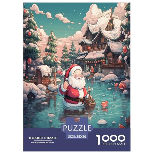 Weihnachtsmann Anime Stil Puzzle 1000 Teile Schwer Puzzle Spielzeug Pädagogisches Spiel Impossible Herausforderung Spielzeug Für Erwachsene Kinder 38x26cm/1000pcs von TZOVPCDFA