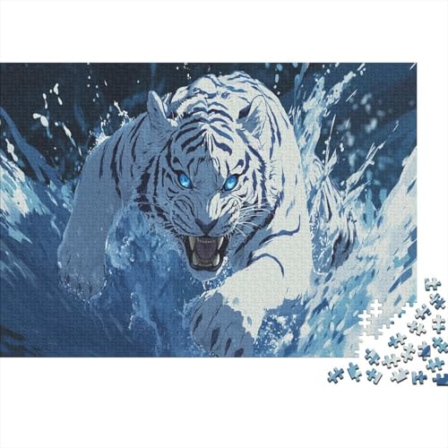 Weißer Tiger Puzzle 1000 Teile Puzzles Puzzle Für Erwachsene Farbpuzzle Geschicklichkeitsspiel Für Die Ganze Familie WohndekoRatteion 1000pcs (75x50cm) von TZOVPCDFA