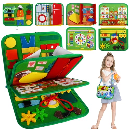 TZPAUG Busy Board Montessori Spielzeug ab 1 2 3 4 Jahre Kleinkinder, Aktivitätsbrett sensorisches Lernspielzeug für Kinder,Activity Board Motorikspielzeug, Reisespielzeug Geschenk für Jungen Mädchen von TZPAUG