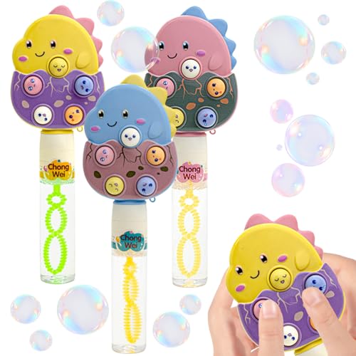 Seifenblasen Set für Kinder 3 Stück Dinosaurier Seifenblasen mit lustigen Whack Moles Spielspielzeug Bunte Bubbles Spielzeug für Hochzeit Party Garten Karneval Mitgebsel Kindergeburtstag（40 ml ） von TZQFROCE