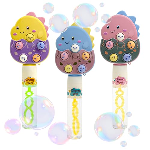 Seifenblasen Set für Kinder 3 Stück Dinosaurier Seifenblasen mit lustigen Whack Moles Spielspielzeug Bunte Bubbles Spielzeug für Hochzeit Party Garten Karneval Mitgebsel Kindergeburtstag（40 ml ） von TZQFROCE