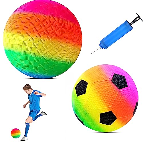 TZQFROCE 2 Stück Regenbogen Ball PVC Bouncy Rainbow Ball Kann Lagerung Gefaltet Werden Kinder Spielball Leuchtende Farben für Backyard Park und Beach Outdoor Fun von TZQFROCE