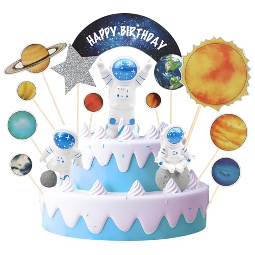 TZQFROCE Astronauten Tortendeko 13 Stück Astronaut Tortendeko Geburtstag Astronaut Kuchen Deko Weltraum Astronauten Tortendeko Astronaut Figuren Geburtstag für Weltraum Geburtstag Kinder Party von TZQFROCE