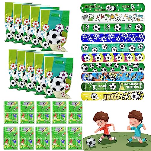 TZQFROCE 30 Stück Fußball Mitgebsel 10 Stück Fußball Schnapparmband 10 Stück Flipperspiel Fußball 10 Stück Fussball Partytüten Geschenke Kindergeburtstag für Junge und Mädchen von TZQFROCE