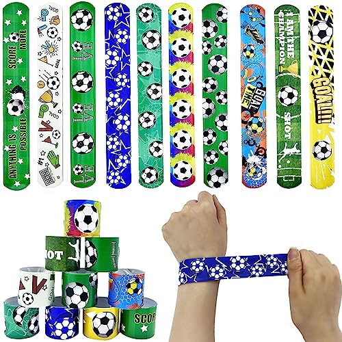 TZQFROCE 10 Stücke Fußball Slap Armband 21.8*3cm Fussball Schnapparmband Kinder Fußball Party Mitgebsel Kinder Lichtechtheit für Junge Mädchen Geburtstag Party von TZQFROCE