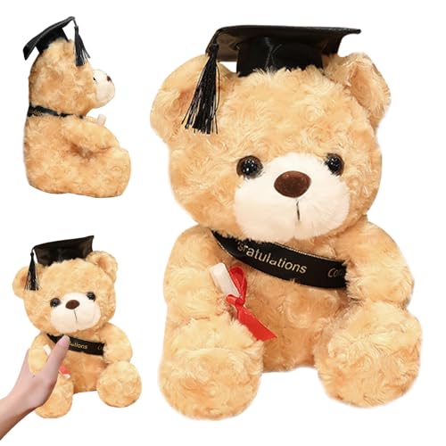 TZQFROCE Teddybär Plüschtier Abschluss Teddybär Teddybär Plüschtier Klein Abitur Geschenke Teddybär mit Diplom und Doktorh für Mädchen Jungen Abschluss Gratulation Schule Geschenk - 23cm von TZQFROCE