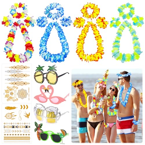 TZQFROCE Hawaii Blumenketten Sonnenbrille Hawaiikette Halskette Partybrille Tropischen Hawaiianischen für Maskerade Summer Party Musikfestival (C) von TZQFROCE