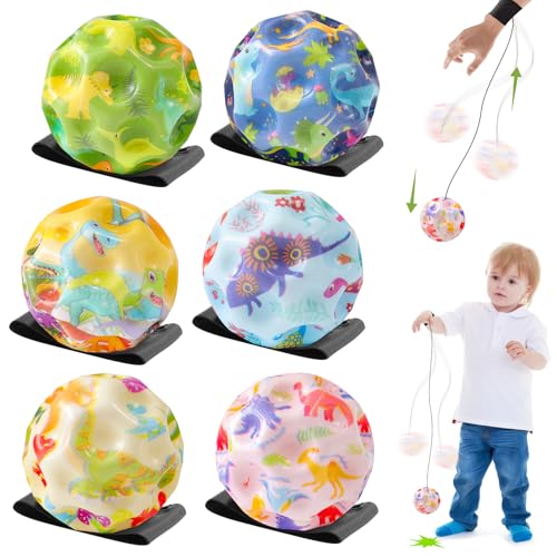 TZQFROCE Jump Ball mit Bandagierung 6 Stück Dino Jump Ball Stress Ball Sprünge Gummiball für Kinder Geeignet für Innen und Außen von TZQFROCE