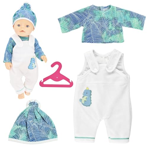 TZQFROCE Kleidung Outfits für Baby Puppen Baby Born Kleidung Dinosaurier Puppenkleidung 35-43 cm Newborn Baby Puppe Kleidung Zubehör mit Hut Langarm Hose für Kinder Mädchen Jungen - Dinosaurier von TZQFROCE