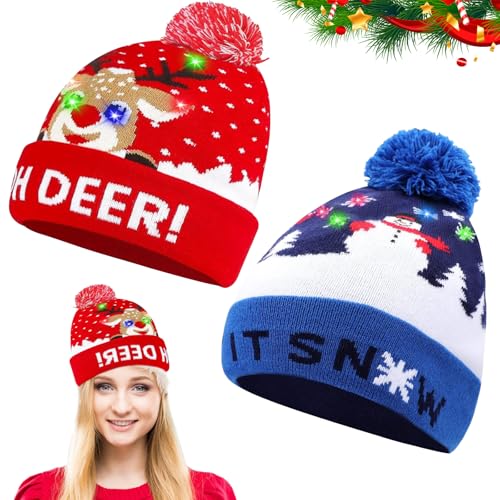 TZQFROCE LED leuchten Hut Mütze Stricken LED Weihnachtsmützen Warme Wintermütze Bunte Weihnachten Hut Mütze für Kinder Erwachsene Weihnachtsfeier Winter Xmas Urlaub Mütze TZQFROCE LED leuchten Hut Mütze Stricken LED Weihnachtsmützen Warme Wintermütze Bunte Weihnachten Hut Mütze für Kinder Erwachsene Weihnachtsfeier Winter Xmas Urlaub Mütze von TZQFROCE