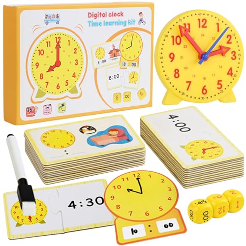 TZQFROCE Lernuhr Lernspiel Uhr Lernuhr für Kinder Grundschule 1. 2. Klasse Uhrzeit Demonstrationsuhr Lernspiele Ab 5-8 Jahre Geschenk zur Einschulung Lernmittel Junge Mädchen von TZQFROCE