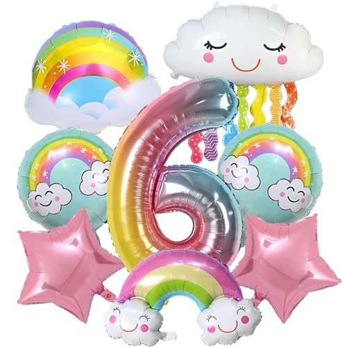 Regenbogen deko Geburtstag Mädchen 6 Jahre 8 Stück Regenbogen Luftballons Regenbogen Party Deko Regenbogen Deko Kindergeburtstag Geburtstagsdeko Mädchen für Dekoration von TZQFROCE