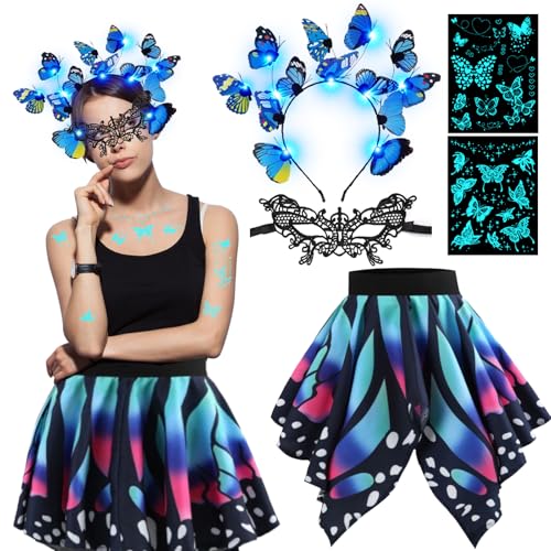 TZQFROCE Schmetterling Kostüm Damen Rock Damen Schmetterling Karneval Kostüm Schmetterlings mit LED Schmetterling Haarreif,Augenmaske Karneval Kostüm Damen für Fasching Mottoparty Cosplay(L) TZQFROCE Schmetterling Kostüm Damen Rock Damen Schmetterling Karneval Kostüm Schmetterlings mit LED Schmetterling Haarreif,Augenmaske Karneval Kostüm Damen für Fasching Mottoparty Cosplay(L) von TZQFROCE