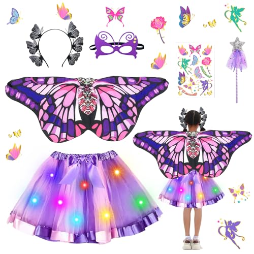 TZQFROCE Schmetterlingsflügel Kinder Mädchen 6 Stück Schmetterling Kostüm Kinder Schmetterlingsflgel Flgel Kostm Schmetterling Set für Karneval Fasching Cosplay TZQFROCE Schmetterlingsflügel Kinder Mädchen 6 Stück Schmetterling Kostüm Kinder Schmetterlingsflgel Flgel Kostm Schmetterling Set für Karneval Fasching Cosplay von TZQFROCE