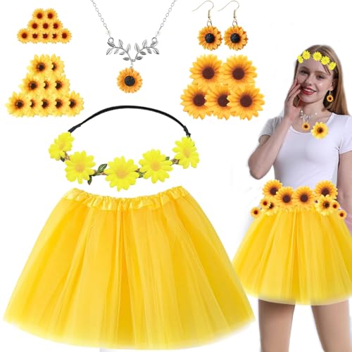 TZQFROCE Sonnenblumen Kostüm Damen Tüllrock Gelb Sonnenblumen Tüllrock Damen Tütü Damen Gelb Damen Sonnenblumen Kostüm für Karneval Fasching Mottoparty TZQFROCE Sonnenblumen Kostüm Damen Tüllrock Gelb Sonnenblumen Tüllrock Damen Tütü Damen Gelb Damen Sonnenblumen Kostüm für Karneval Fasching Mottoparty von TZQFROCE