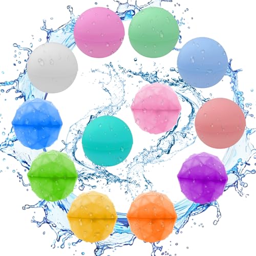 TZQFROCE Wiederverwendbare Wasserbomben 12 Stück Wasserbomben Selbstschließend Wasserbälle Strandspielzeug Wasserspielzeug Kinder Pool Spielzeug Kinder für Outdoor Wasserpark von TZQFROCE