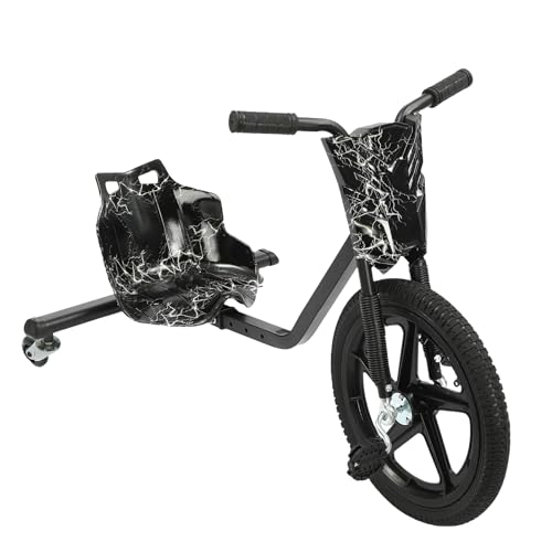 TaNeHaKi Drift Trike für Kinder Dreirad Drifter Kinder Drifter Jugendliche Dreirad Trike Drifttrike für Jungen und Mädchen Fahrzeug Kids Hinterrad mit Lichtern 360° Drehen (Schwarzer Blitz) von TaNeHaKi